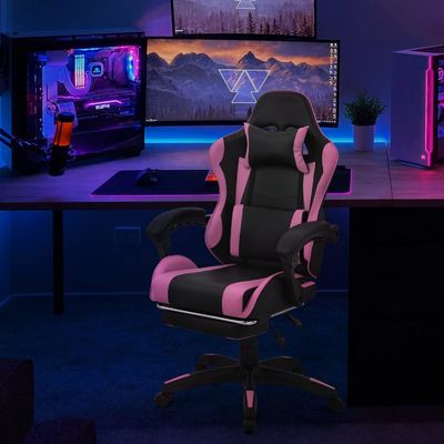 Moderne ontwerp verstelbare lendensteun ergonomische computer race stoel met voetensteun