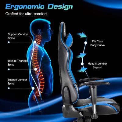 Moderne ergonomische racespelstoel met lumbale steun 29,9&quot;D x 29,9&quot;W x 49,6&quot;H