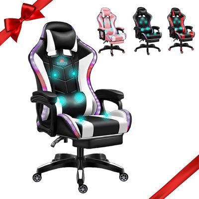 Computerspelkamer Verstelbare pc-massage-gamingstoel met luidsprekers en lendenkussing