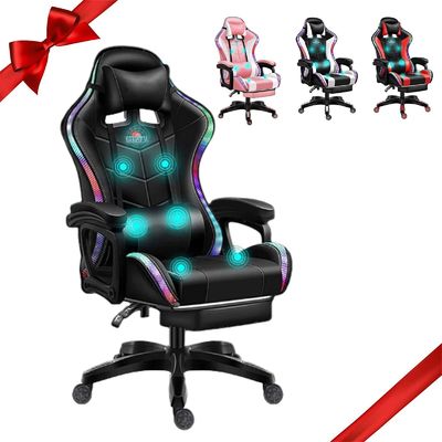 Moderne Design Metal Iron PC Massage Gaming Stoel met LED-lichten en Lumbal Support