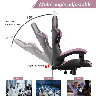 Home Office Racing Gaming Chair met hoofdsteun en lendensteun verstelbare hoogte