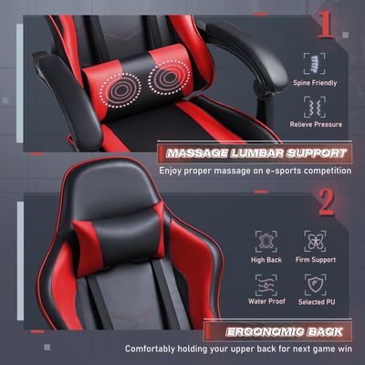Moderne design Racing Computerspelstoel met voetenrest en massage Lumbal Support