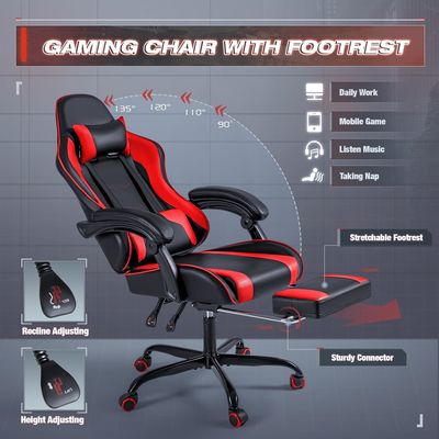 Moderne design Racing Computerspelstoel met voetenrest en massage Lumbal Support