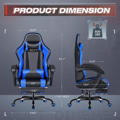 OEM ODM Racing Computer Videogame stoel met voetsteun en hoofdsteun in aangepaste kleur