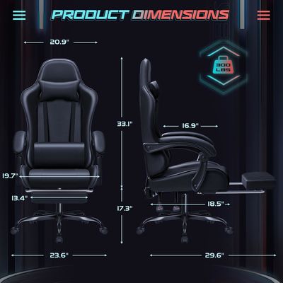 Massage Lumbal Support Gaming Chair met 360 draaiende stoel 18,5 &quot;D x 23,61&quot; W x 50,4&quot; H
