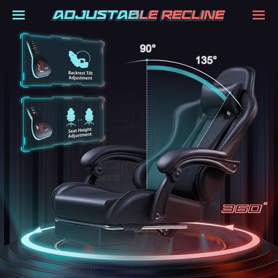 Massage Lumbal Support Gaming Chair met 360 draaiende stoel 18,5 &quot;D x 23,61&quot; W x 50,4&quot; H