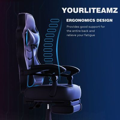 Functioneel mechanisme Alinunu Gaming Chair met voetsteun hoofdsteun en lumbaal steun