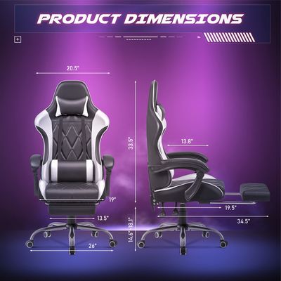 Ergonomische computerstoel met voetenrest en massage-rugsteun
