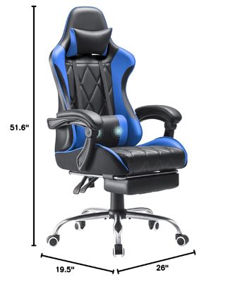 Gepersonaliseerde kleur ergonomische videogame stoel met voetenrest en massage lumbale steun