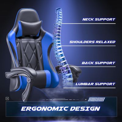 Gepersonaliseerde kleur ergonomische videogame stoel met voetenrest en massage lumbale steun