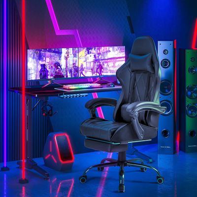 Ergonomische high back videogame stoel met voetenrest en massage Lumbal Support Recliner