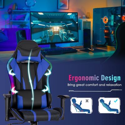 Aanpassen ergonomische videogame stoel met RGB LED-lichten en verstelbaar ontwerp