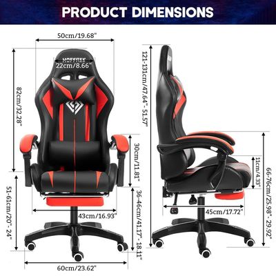 Aanpassen ALINUNU Ergonomische Computer Massage Gaming Stoel met LED-lichten en voetenrest