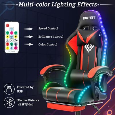 Aanpassen ALINUNU Ergonomische Computer Massage Gaming Stoel met LED-lichten en voetenrest