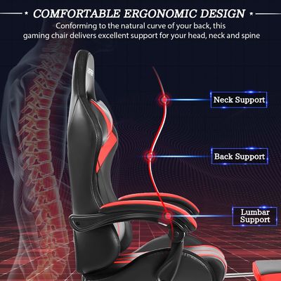 Aanpassen ALINUNU Ergonomische Computer Massage Gaming Stoel met LED-lichten en voetenrest