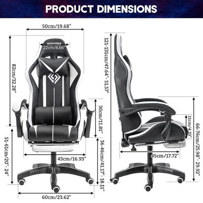 Gepersonaliseerde kleur Ergonomische computermassage gaming stoel met LED-lichten en voetzorg