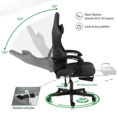 Home Office Spelstoel met voetsteun en product afmetingen 25&quot;D x 23&quot;W x 53&quot;H