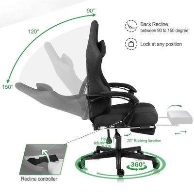 ALINUNU Ergonomische computerspelstoel met voetensteun Aanpasbare kleur Draaiende stoel