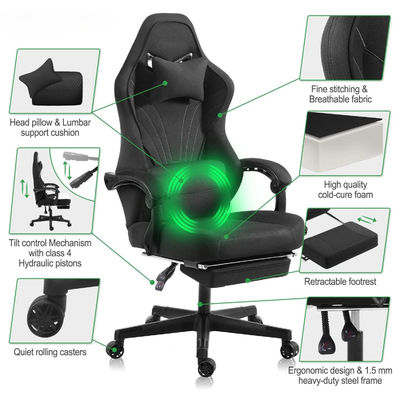 ALINUNU Ergonomische computerspelstoel met voetensteun Aanpasbare kleur Draaiende stoel