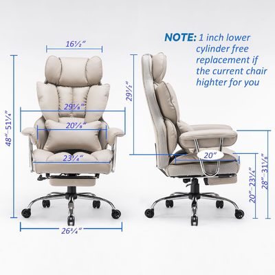 Optioneel beensteun en lumbaalsteun High Back PU Leather Swivel Chair voor comfort