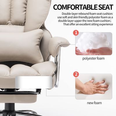 Optioneel beensteun en lumbaalsteun High Back PU Leather Swivel Chair voor comfort