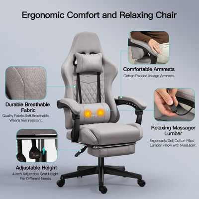Ergonomisch verstelbaar bureau Computerspelstoel met voetenrest en massage 41 pond
