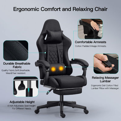 Gepersonaliseerde kleur Ergonomisch verstelbaar bureau Computerspelstoel met voetenrest en massage