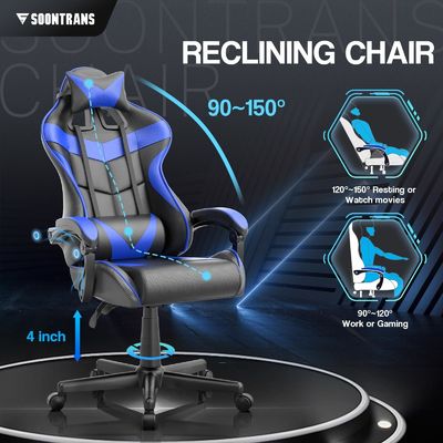 ALINUNU Ergonomische Gamerstoel met massage en synthetisch leer