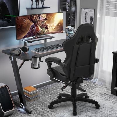 ALINUNU Moderne stoffen Lumbal Support Ergonomische Computer Racing Chair met voetsteun