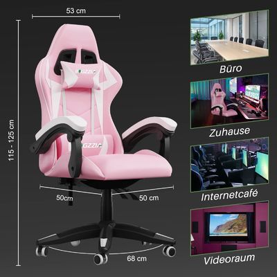 3 Gas Lift Reclining Video Game Stoel met hoofdsteun en Lumbal Support Comfortabel