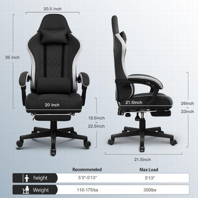 360 draaibaar/hoogteverstelbaar/leunstoel hoge rug ergonomische computerspelstoel ALINUNU