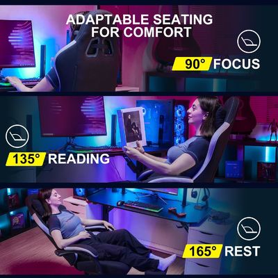 360 draaibaar/hoogteverstelbaar/leunstoel hoge rug ergonomische computerspelstoel ALINUNU