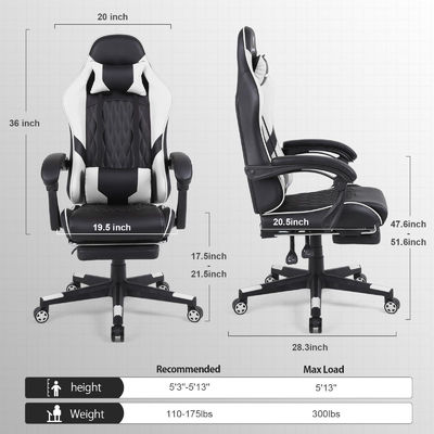 Concurrerende Iron Metal Computer Racing Gaming Chair met voetsteun en lumbaal steun