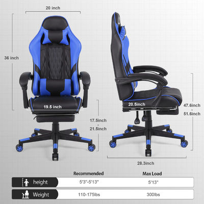 Moderne ontwerp aangepaste kleur Racing gaming stoel met voetsteun en lumbaal steun