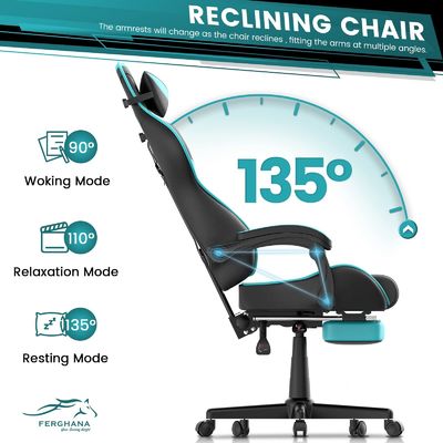Racing gaming stoelen voor volwassen tieners Draaiende stoel Product afmetingen 24&quot;D x 21&quot;W x 52&quot;H