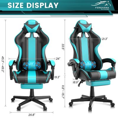 Racing gaming stoelen voor volwassen tieners Draaiende stoel Product afmetingen 24&quot;D x 21&quot;W x 52&quot;H