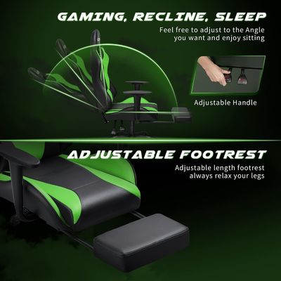 Ergonomische Gamer stoel met voetstaand Racing en Gaming aangepast