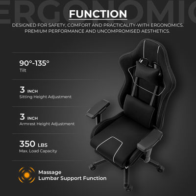 Custom kleur verstelbare ergonomische gamer stoel met massage lumbale steun en voetstaand