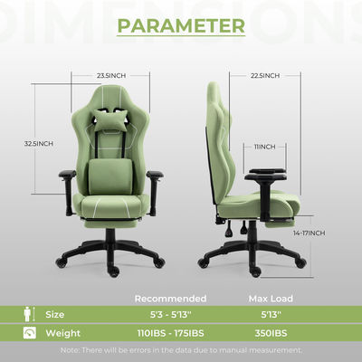 Home Office Spelstoel met massage Lumbal Support en Voetsteun in modern ontwerp