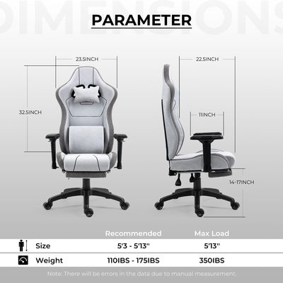 Custom kleur ergonomische gaming stoel met massage lumbale ondersteuning en verstelbare hoogte