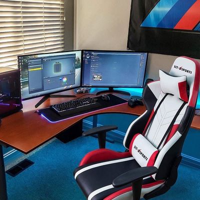 Witte frame zwart synthetisch leer op maat gemaakte gaming pc stoel elektrisch wiel optie