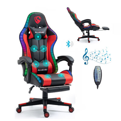 Verstelbare armsteun RGB LED-gamingstoel met massagestijl en luidsprekers