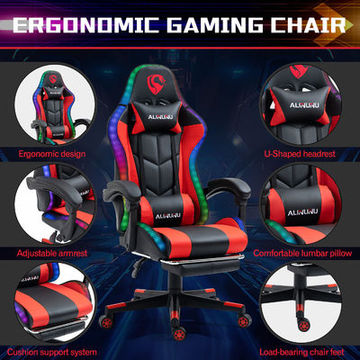 Verstelbare armsteun RGB LED-gamingstoel met massagestijl en luidsprekers