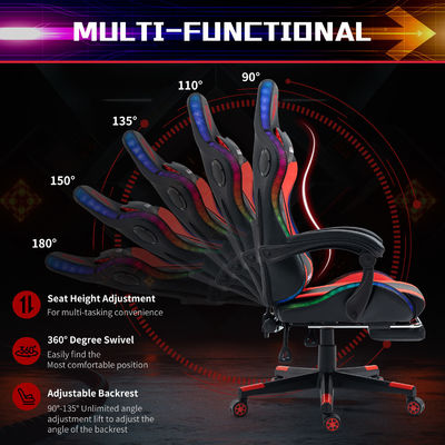 Verstelbare armsteun RGB LED-gamingstoel met massagestijl en luidsprekers