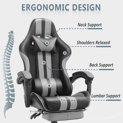 Racing Style Gaming Chair met voetensteun Hoofdsteun en Lumbal Support Gepersonaliseerde kleur