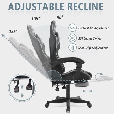 Racing Style Gaming Chair met voetensteun Hoofdsteun en Lumbal Support Gepersonaliseerde kleur