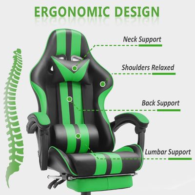 ALINUNU Ergonomische Racing Style PC Game Computerstoel met hoofdsteun en lendenen steun