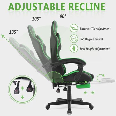 ALINUNU Ergonomische Racing Style PC Game Computerstoel met hoofdsteun en lendenen steun