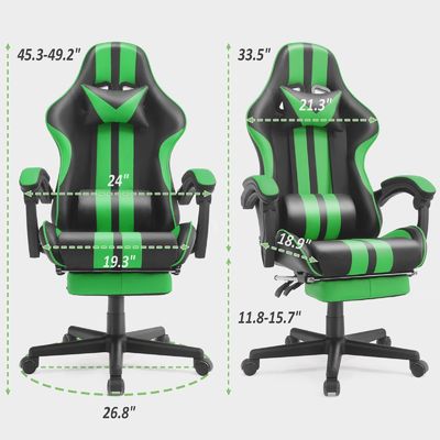 ALINUNU Ergonomische Racing Style PC Game Computerstoel met hoofdsteun en lendenen steun