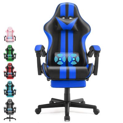 Ergonomische spelstoel in racestijl met hoofdsteun en rugsteun